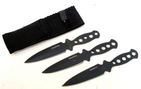 Set of 3 Black Throwing Knives with Sheath