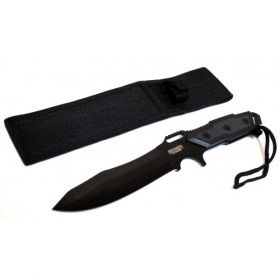 12" Full Tang Black Blade Combat Ready Hunting Knife With Sheath 