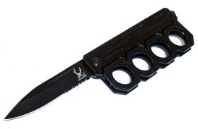 8.5" Black All Metal The Bone Edge Collection Spring Assisted Knife with Belt Clip